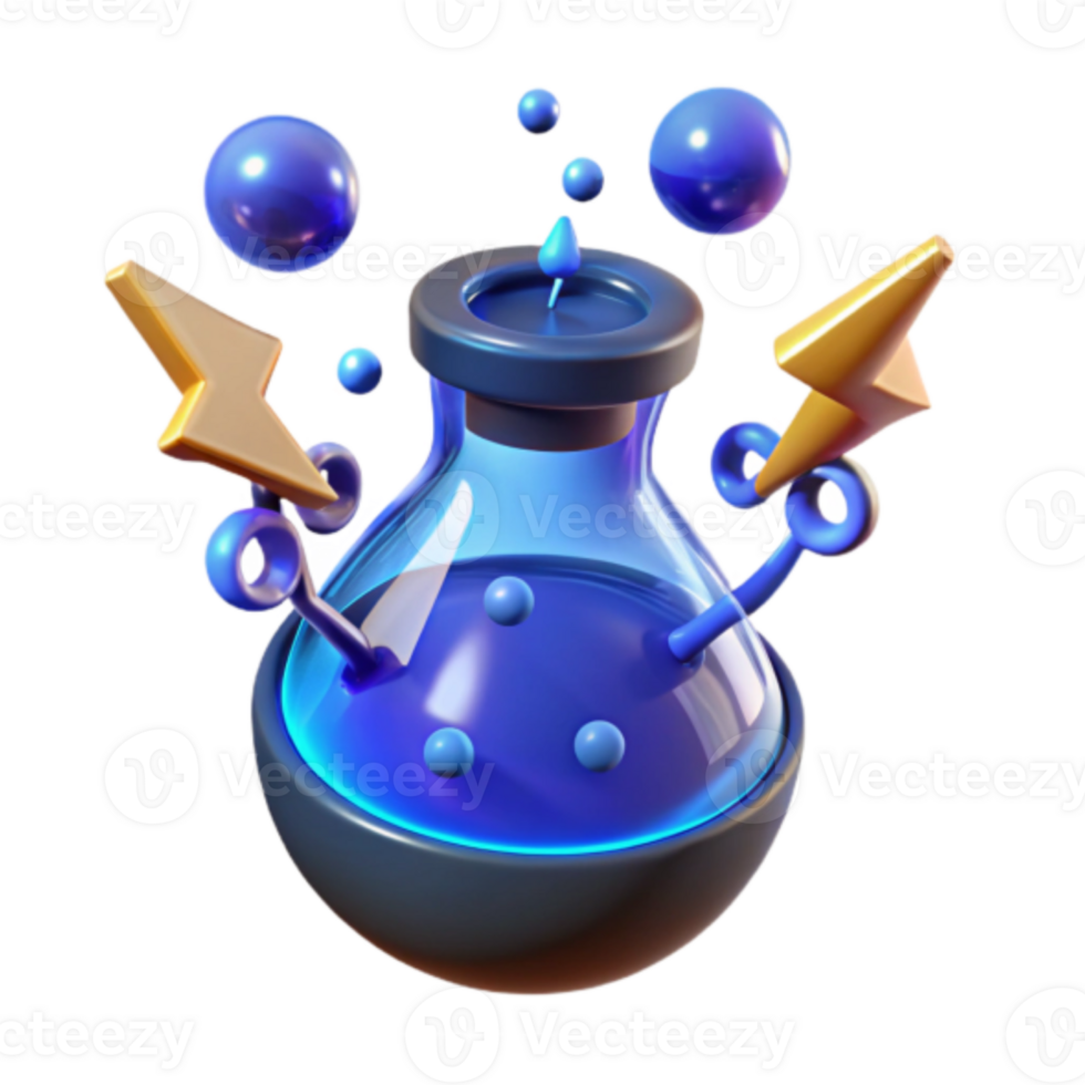 3D Render of a Magical Potion in a Flask png