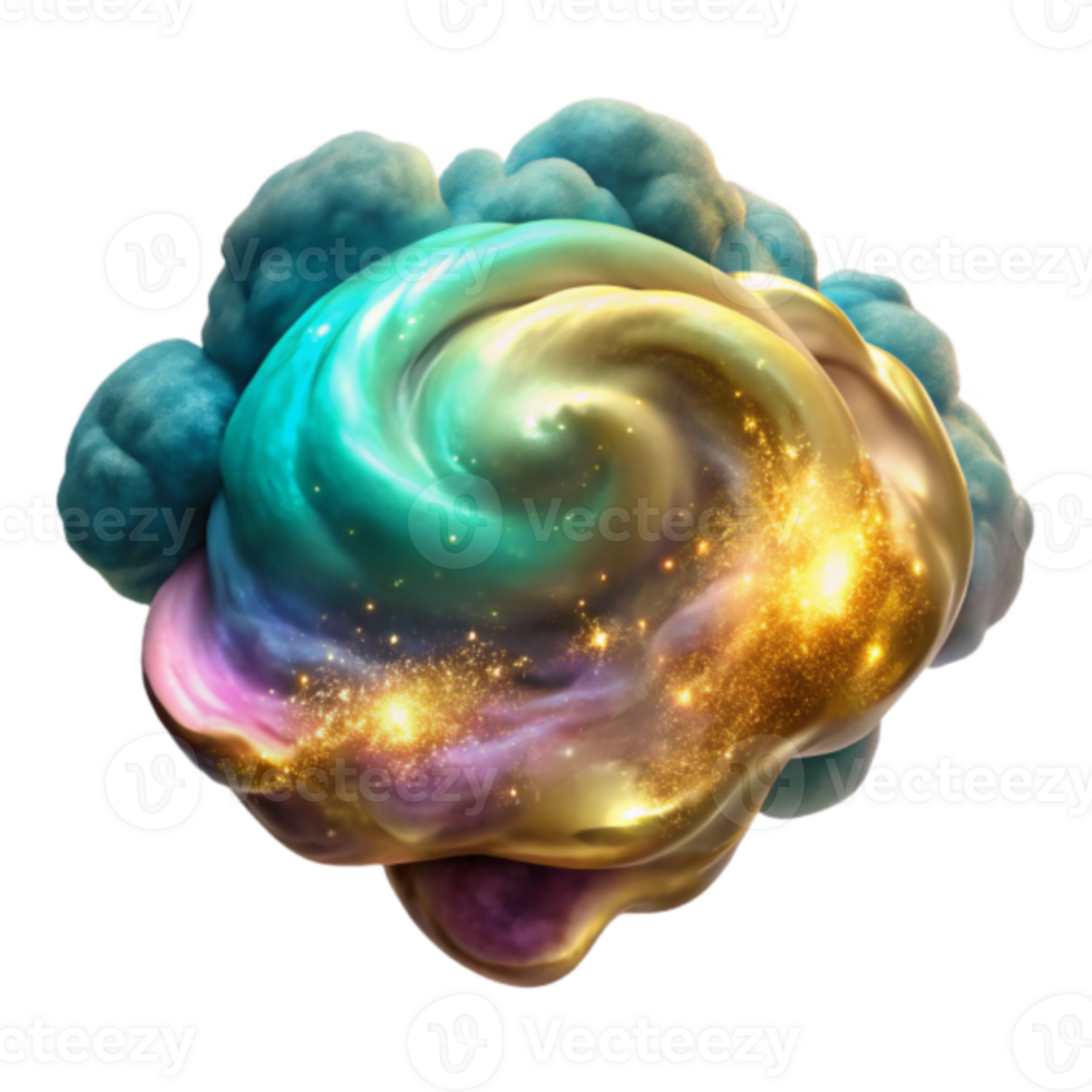 Cosmic Swirl 3D Illustration Abstract Background Gold Galaxy Nebula png
