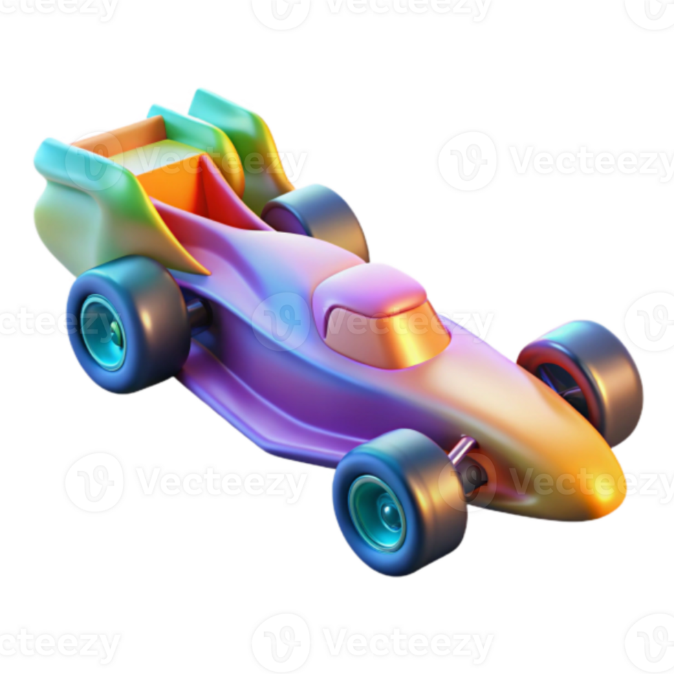 Vibrant Rainbow Render of a Formula Race Car png