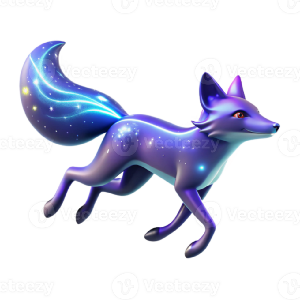 Celestial Fox Render A Magical Creature with Glowing Tail png