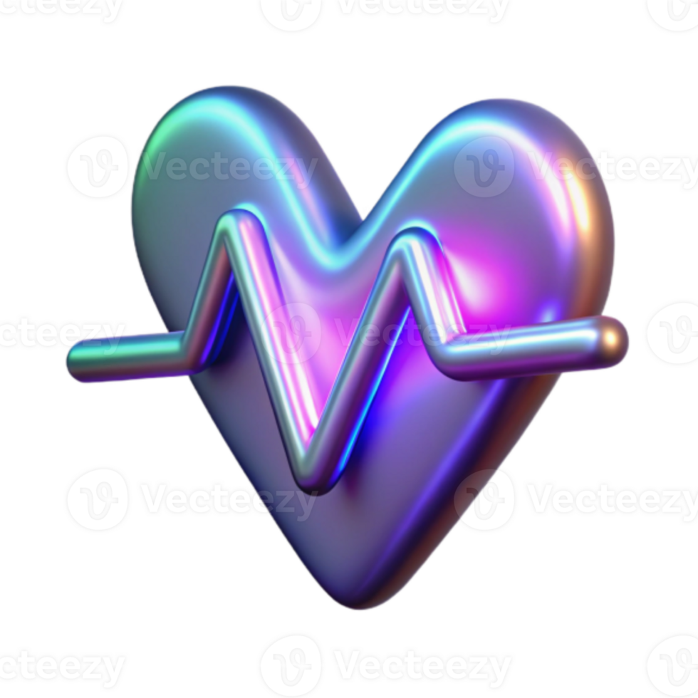 Render Iridescent Heart with Pulse Graphic png