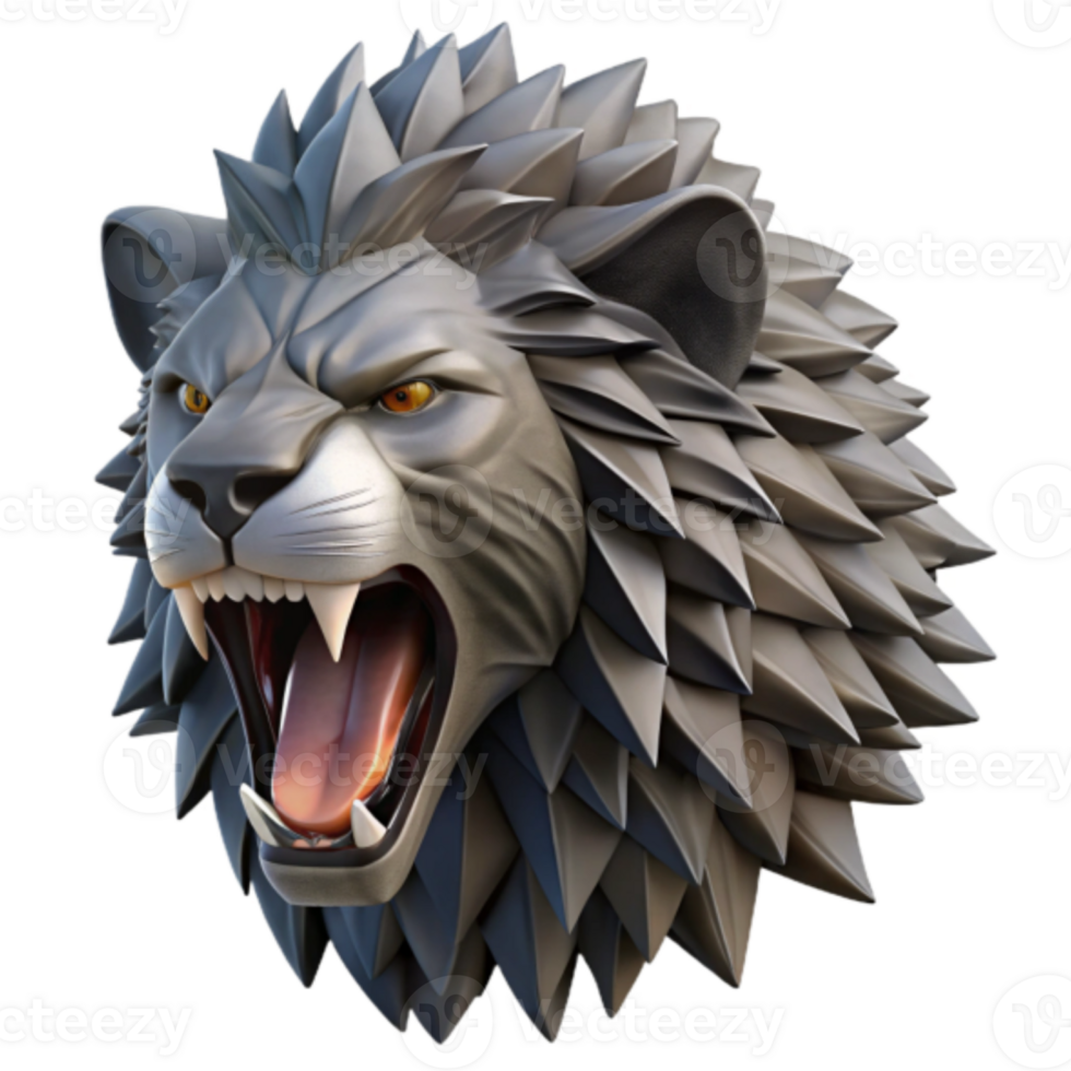 Roaring Lion Head Model Geometric Mane Abstract Illustration png