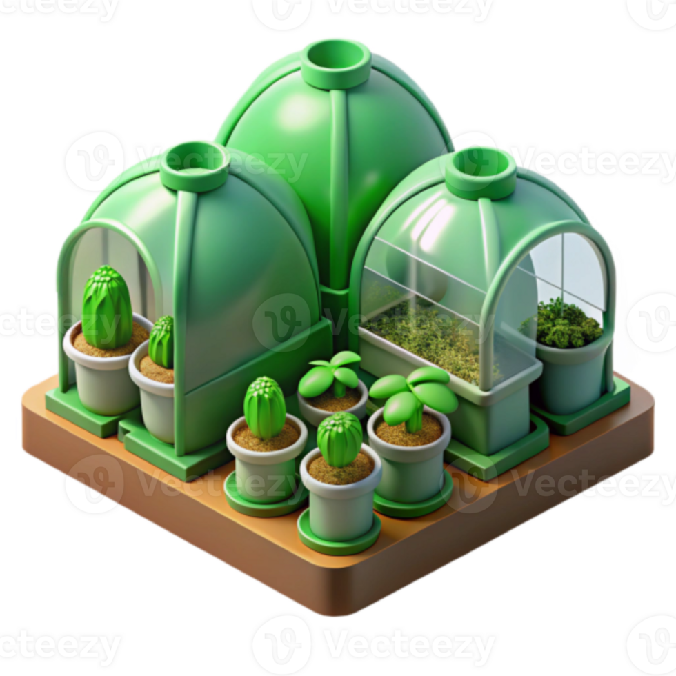 Illustration Greenhouses with Succulents and Herbs png