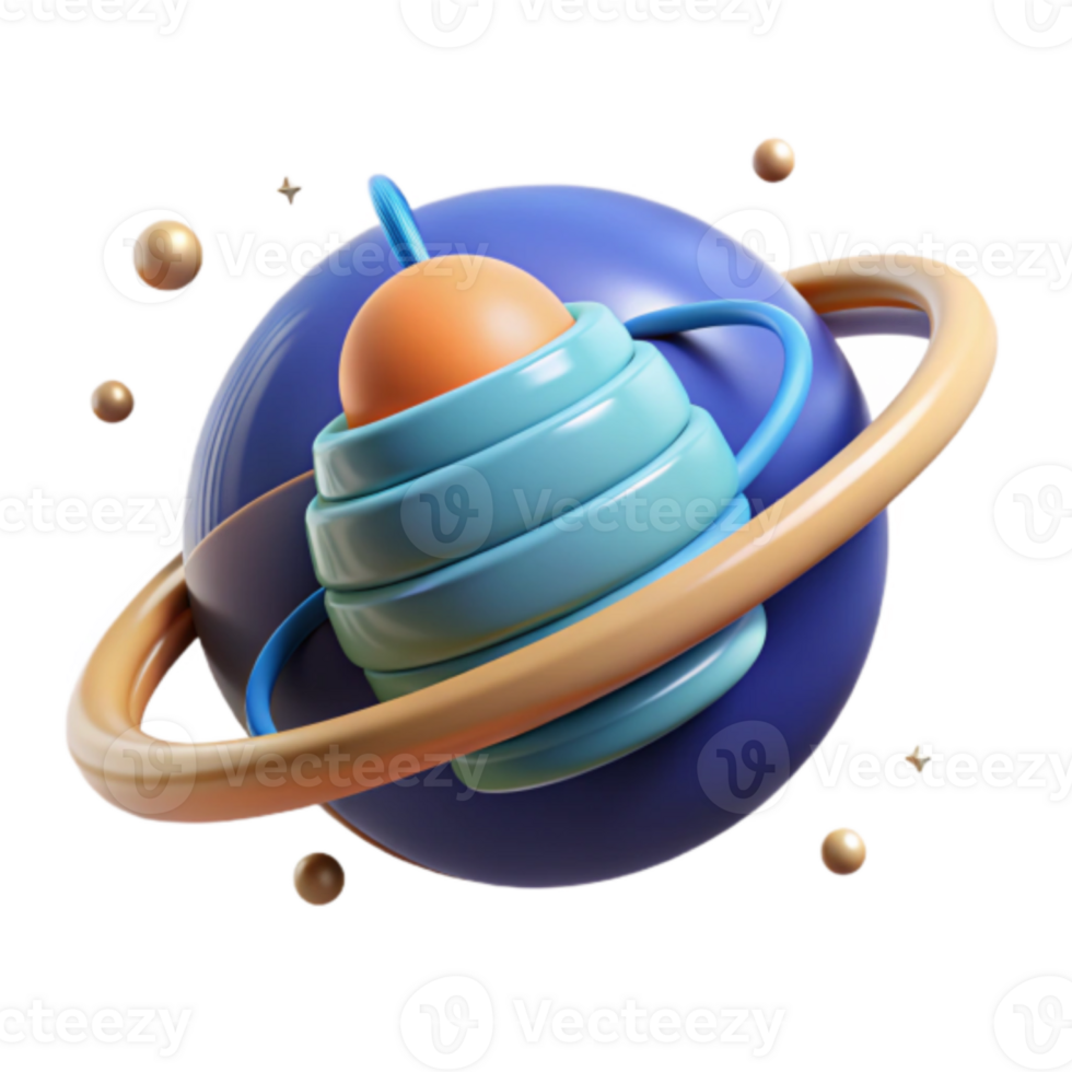 Abstract Render of a Colorful Planetary System png