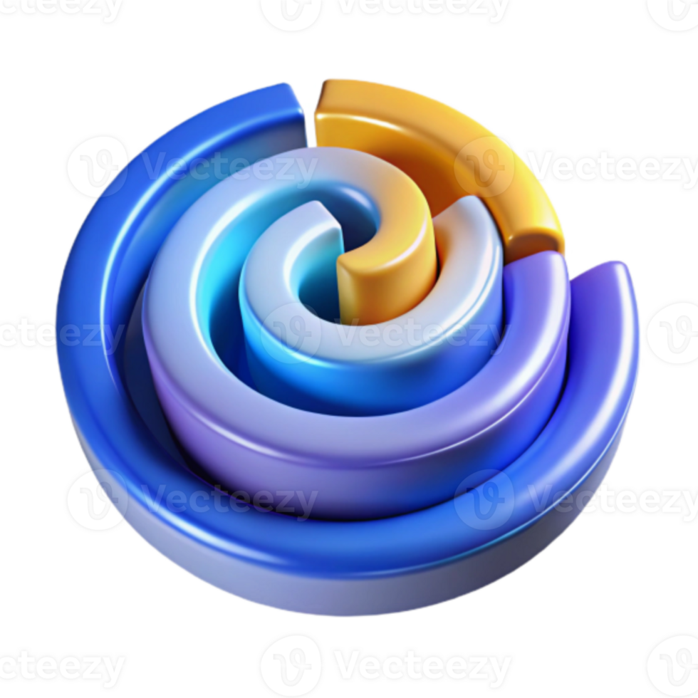 Abstract Render of Interlocking Circular Shapes in Blue and Gold png