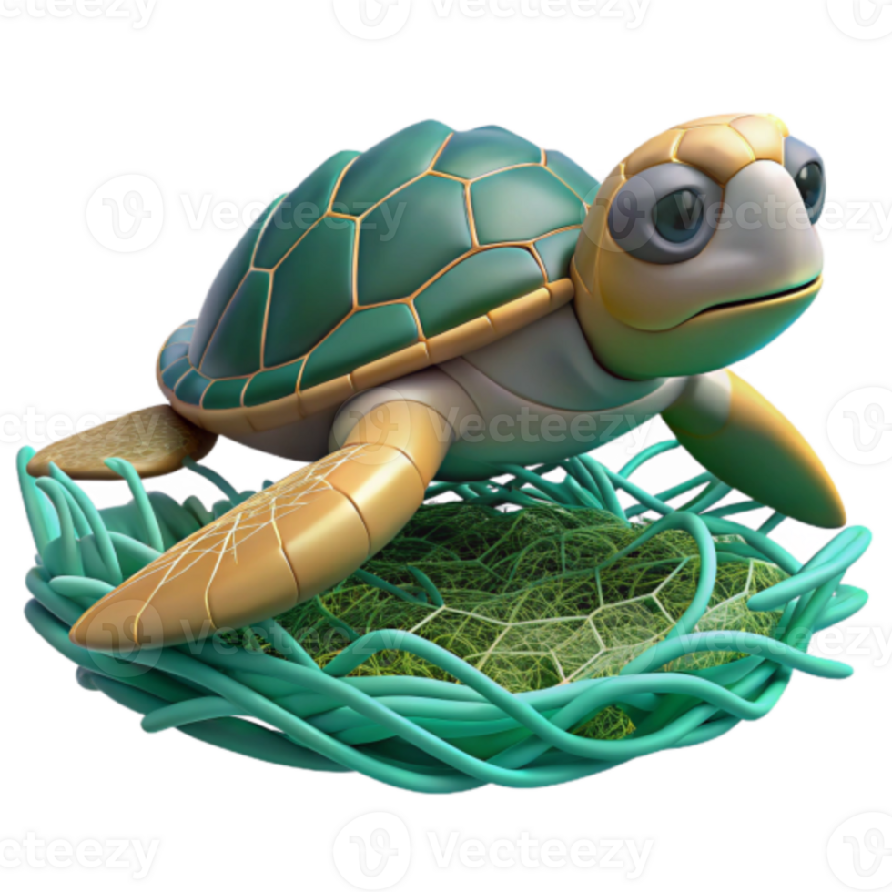 Adorable Render of a Sea Turtle in its Nest png