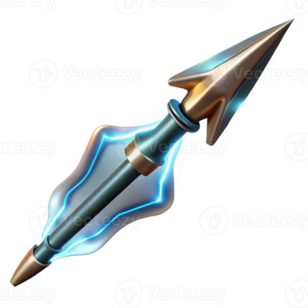 Render of a Futuristic Spear with Glowing Energy Effect png