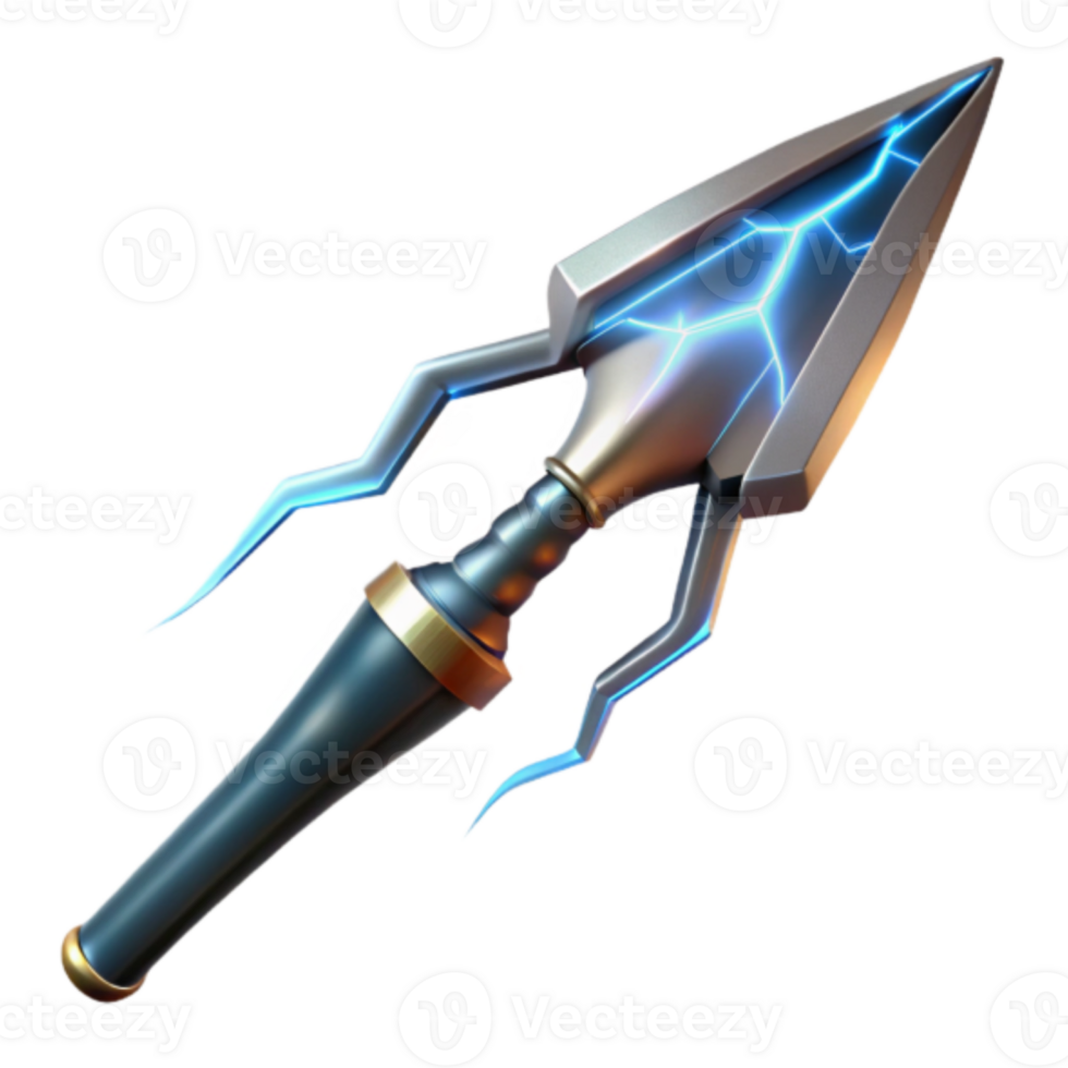 Render of Electric Spear Game Asset, Fantasy Weapon, Sci-fi Spear, Blue Energy Spear, Powerful Weapon, Ancient Spear, Futuristic Spear, Game Design Element, Magical Spear, Sharp Spearhead png