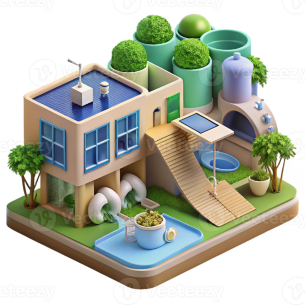 Eco-Friendly Smart Home Illustration Sustainable Living Design png