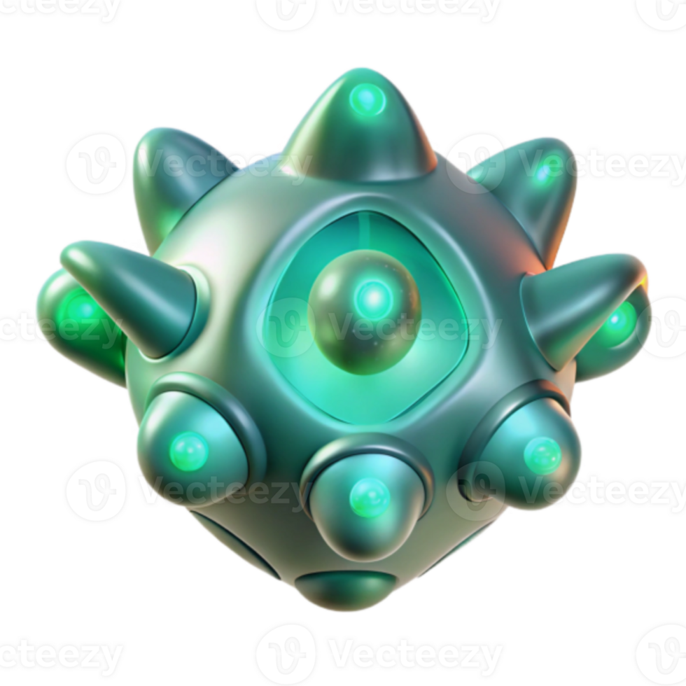 Futuristic Render of a Bio-Mechanical Orb with Glowing Lights png