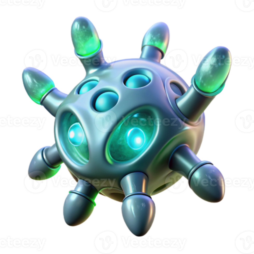 Futuristic Render of a Glowing Bio-Mechanical Orb png