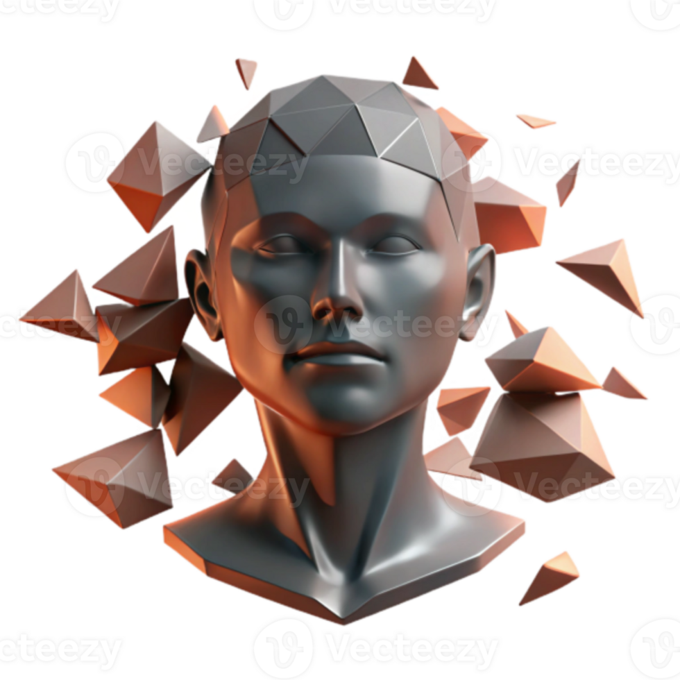 Abstract Render of a Geometric Head Bust png