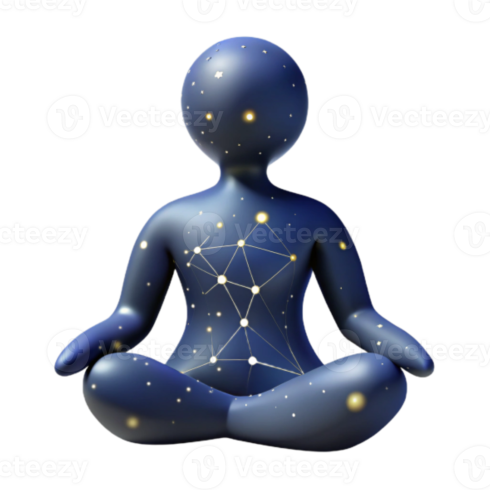 Cosmic Meditation Render Peaceful Yoga Pose Starlight Abstract Background png
