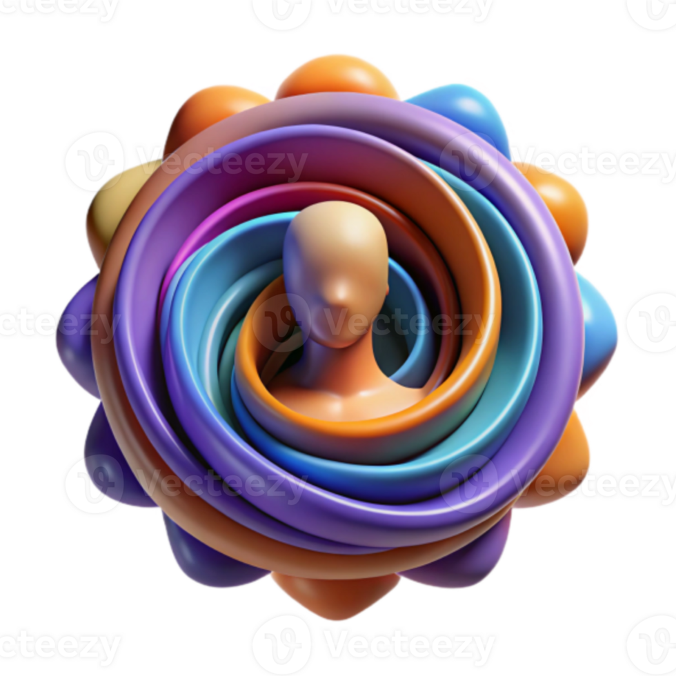 Abstract Render of a Formless Figure in a Colorful Swirling Vortex png