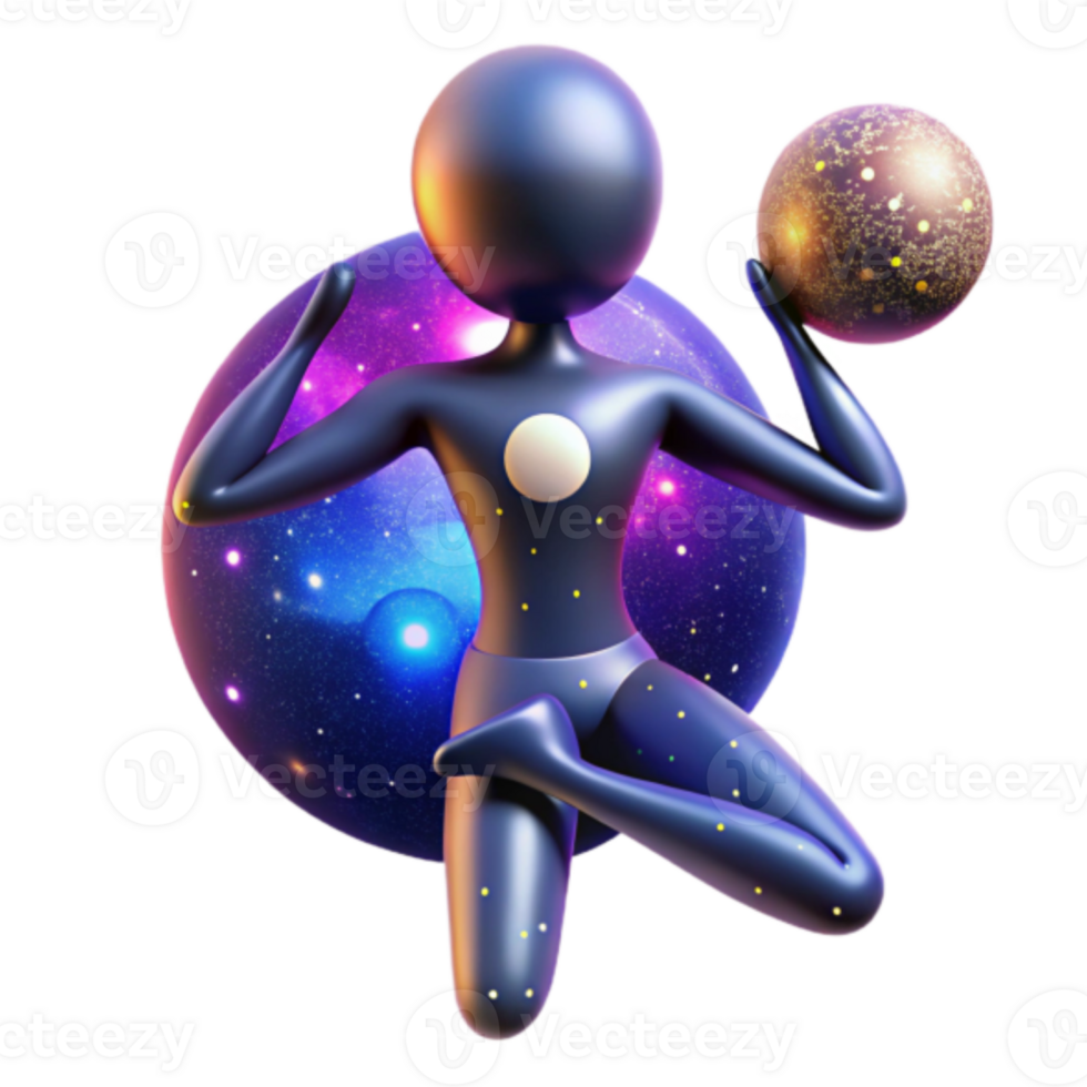 Illustration Cosmic Yoga Pose Celestial Being Galaxy Background png