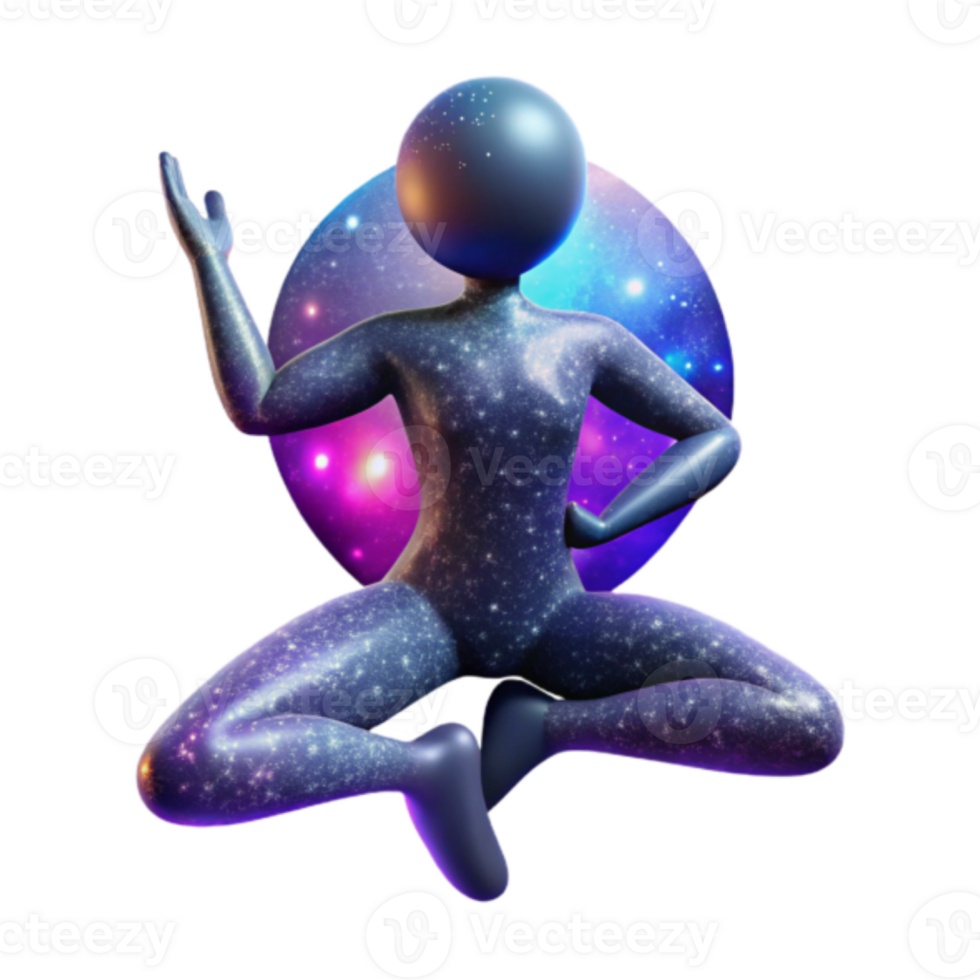 Cosmic Being Render A Universe Within, Yoga Pose, Starry Figure Illustration png