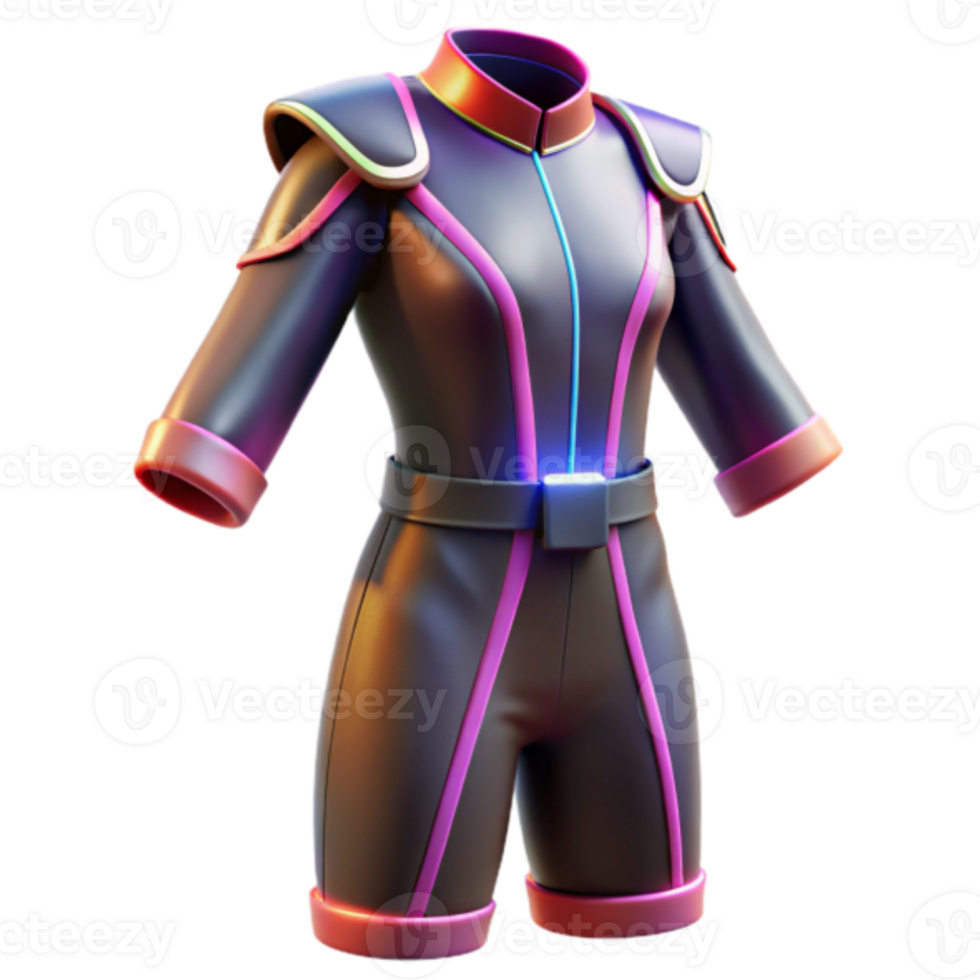 Render Futuristic Jumpsuit Design Neon Accents png