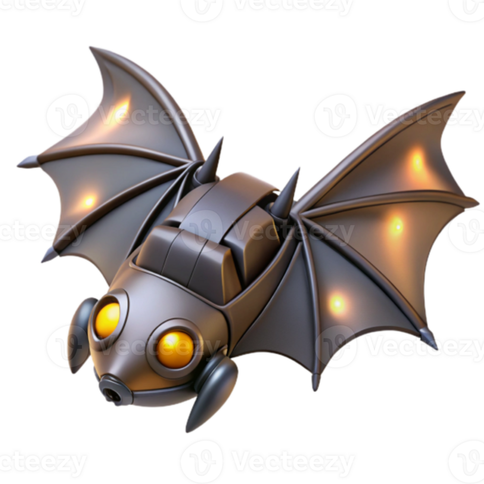 Render of a Robotic Bat with Illuminated Wings png