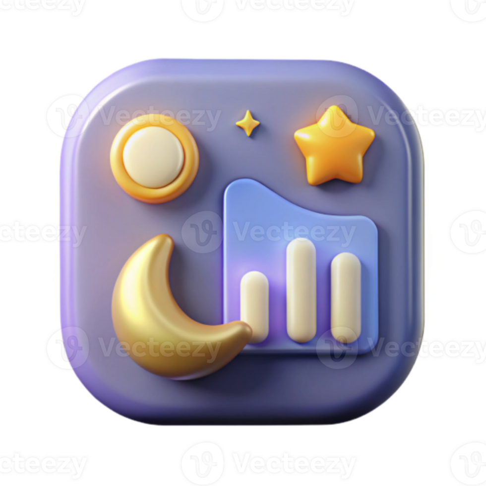 Render Sleep App Icon Design Moon Stars Chart Illustration png
