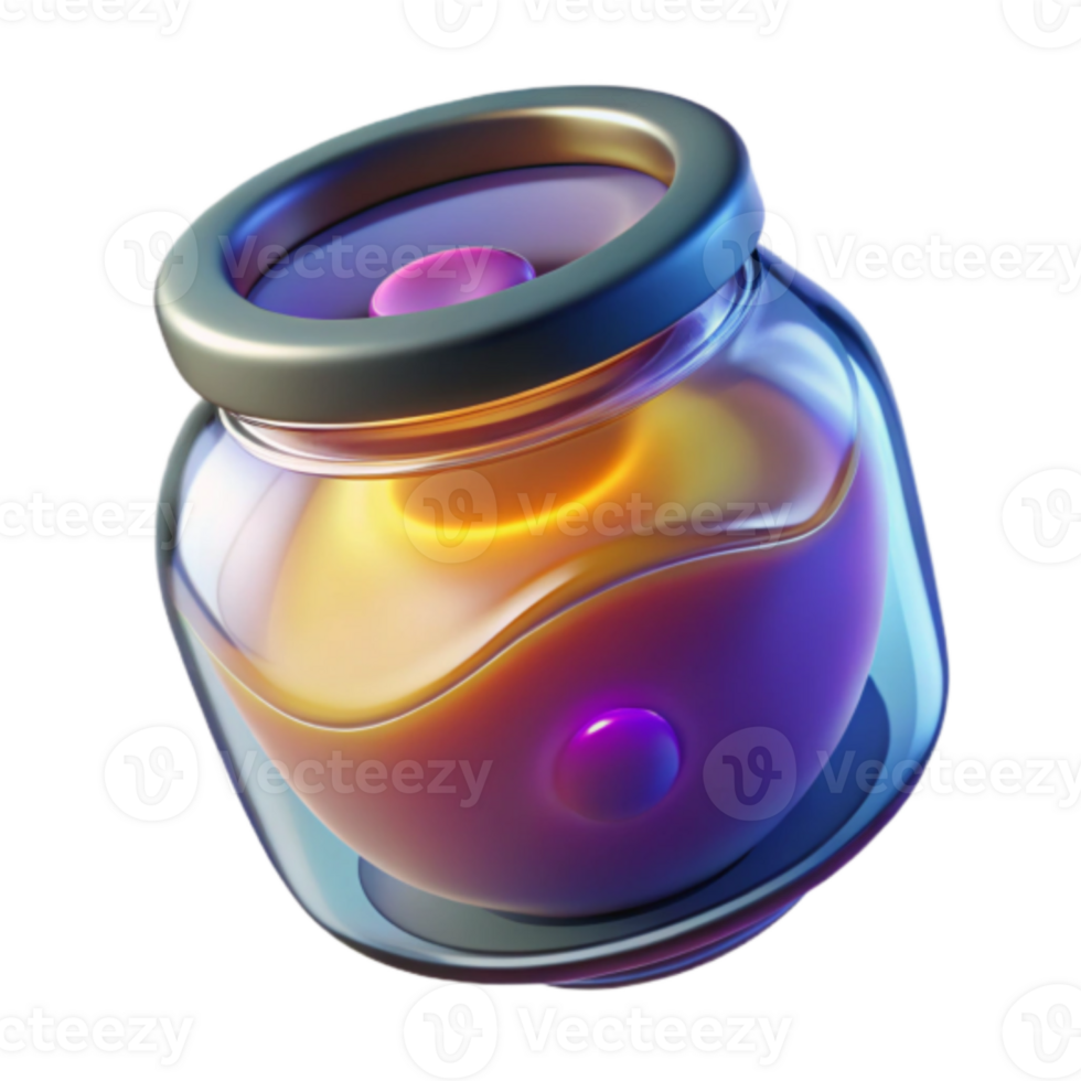 Jar of Vibrant Liquid Render Abstract Background png