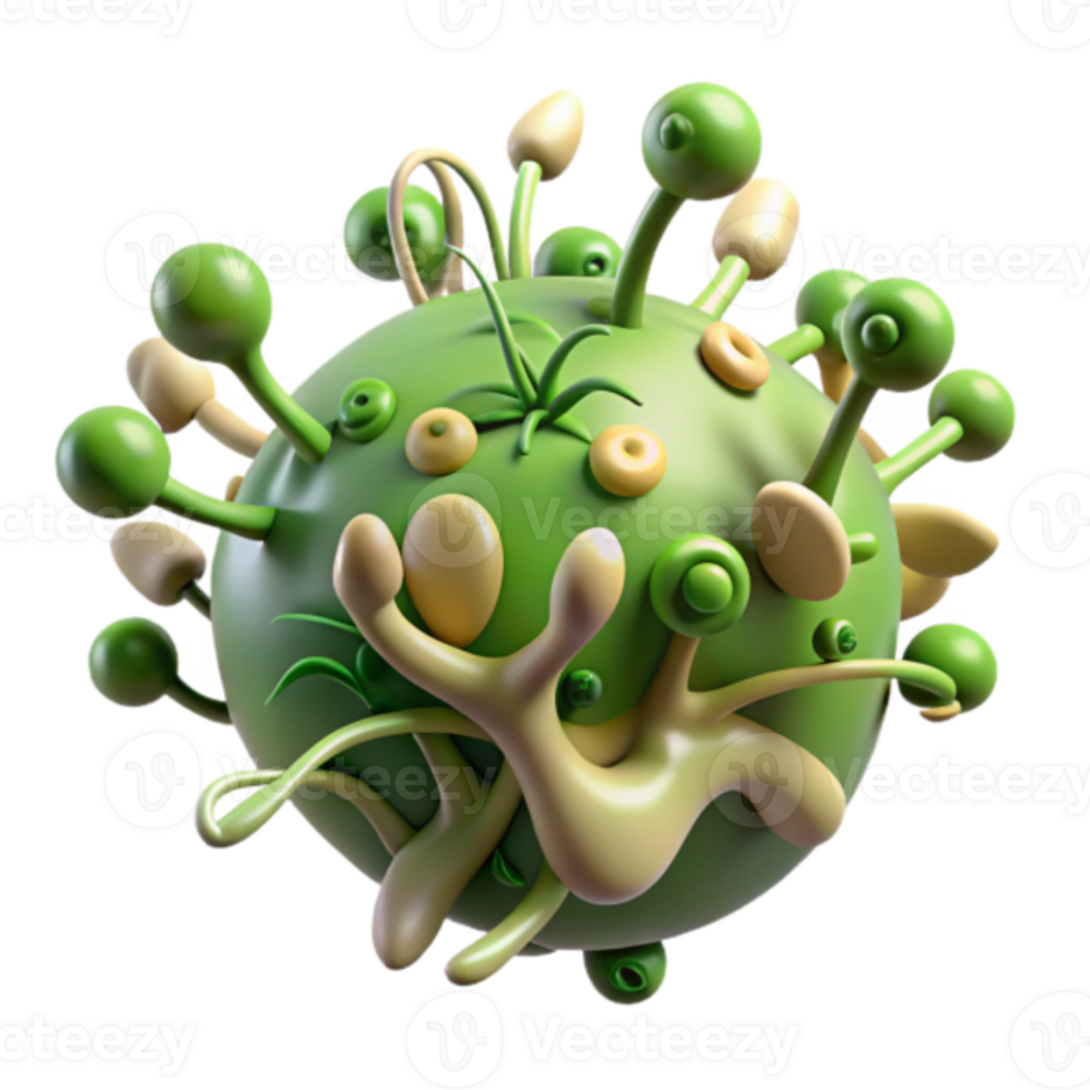 Whimsical Green Render of a Microcosm Planet png