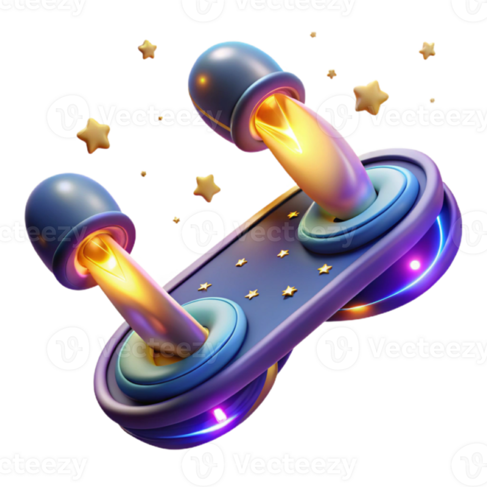 Render of a Futuristic Joystick with Glowing Elements and Stars png