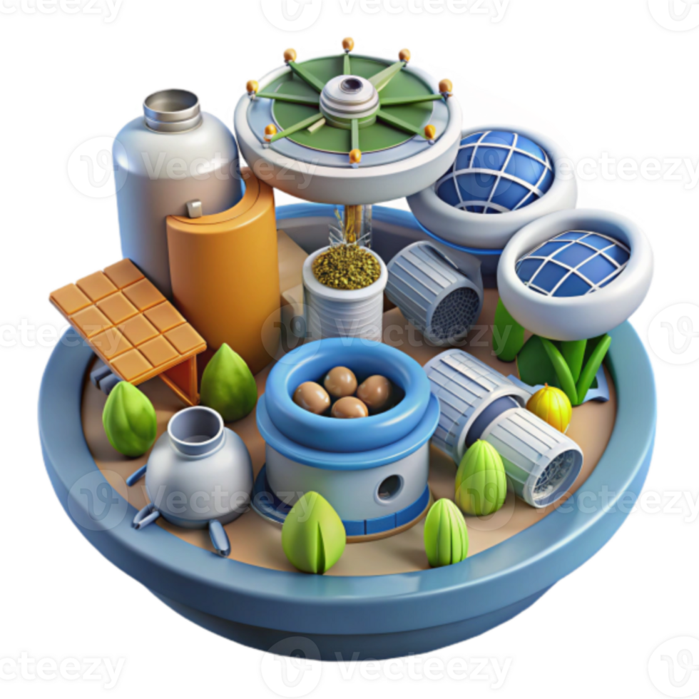 Illustration Futuristic Tiny Farm Ecosystem Bowl Miniature Factory png