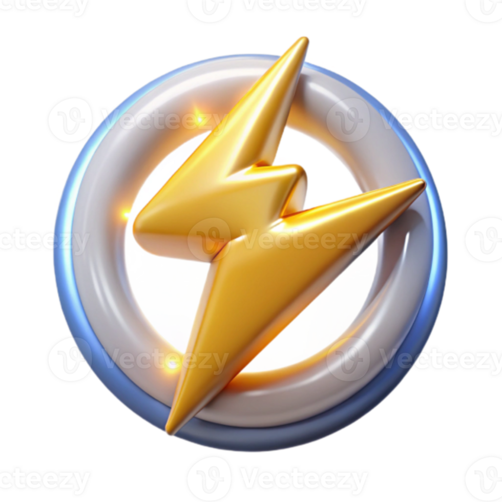 Golden Lightning Bolt Render Icon Energy Power Speed png