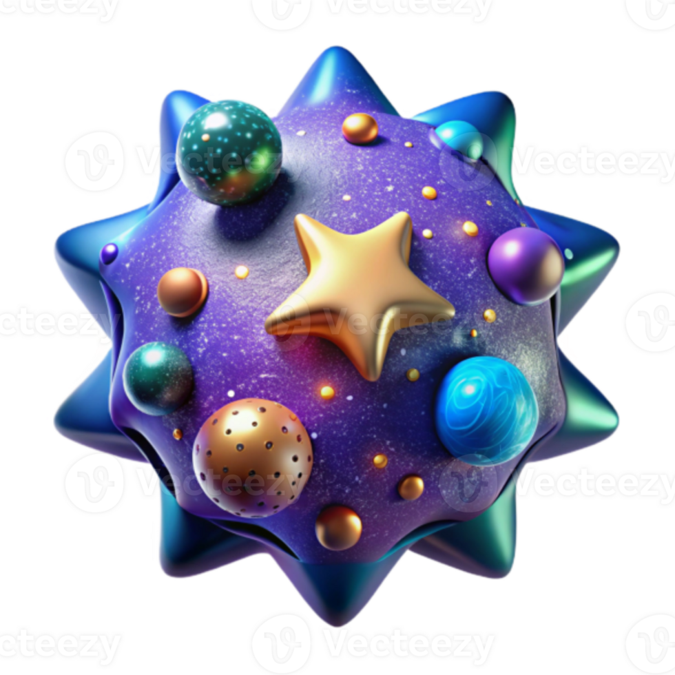Render of a Starry Orb with Colorful Spheres Abstract Background Image png