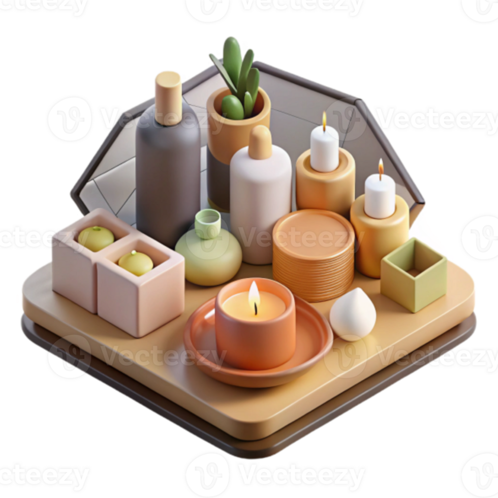 Relaxing Spa Day Illustration Candles, Aromatherapy, and Tranquility png