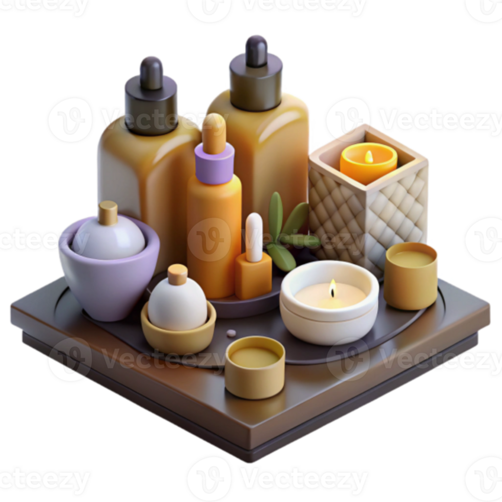 Spa Day Essentials Illustration Relaxing Wellness Products and Candles png