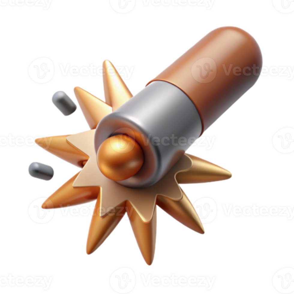 Render of Capsule Exploding with Golden Starburst, Abstract Medicine Illustration png