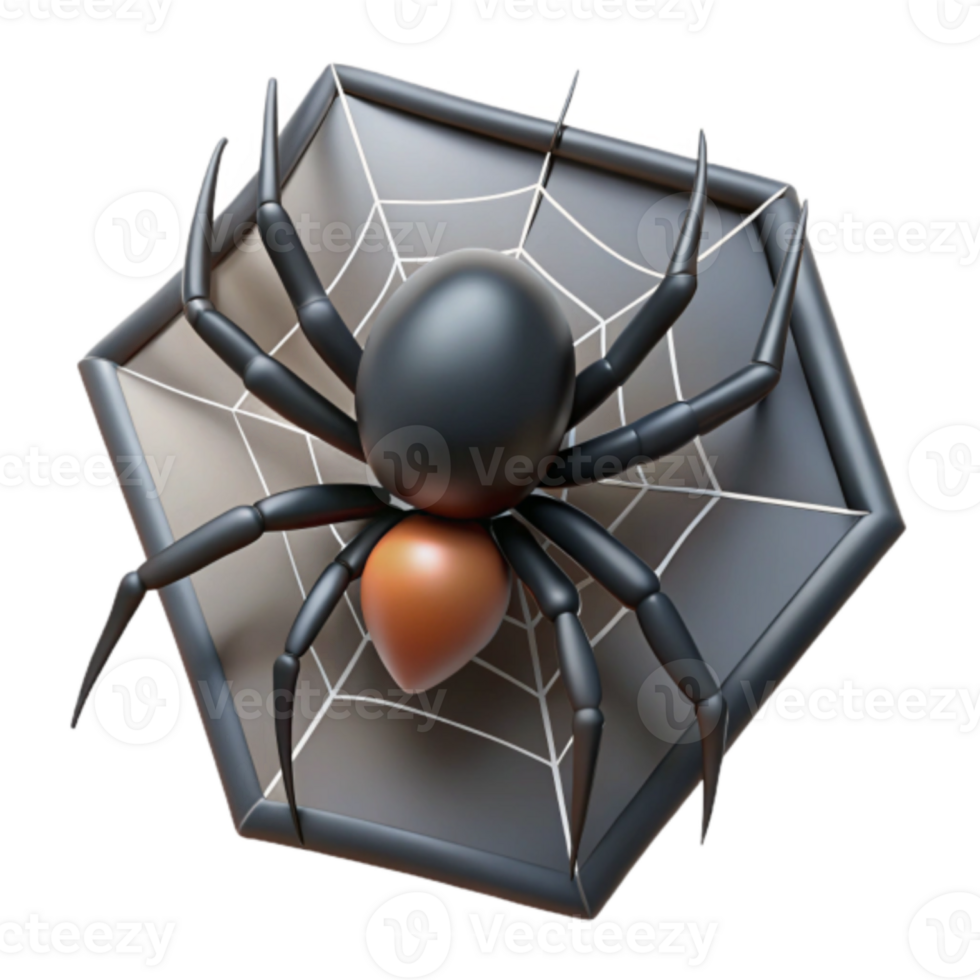 Render of a Black Spider on a Web png