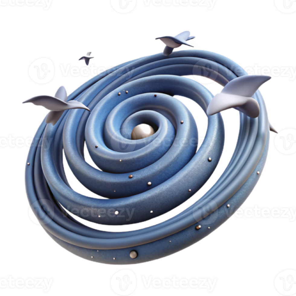 Abstract Render of a Blue Spiral with Birds png