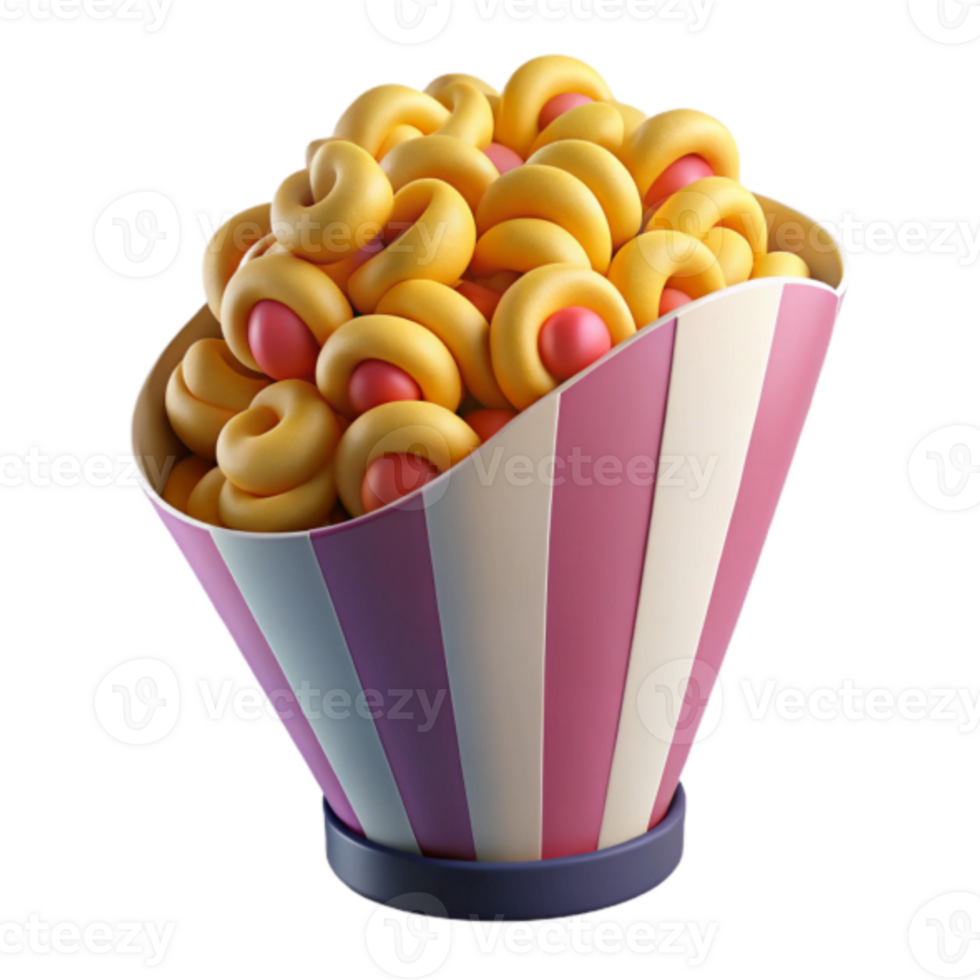 Illustration of Cartoonish Food in Striped Container png