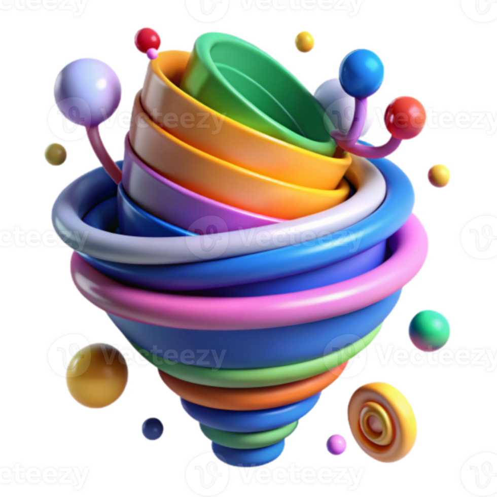Abstract Rainbow Rings Vortex Illustration png