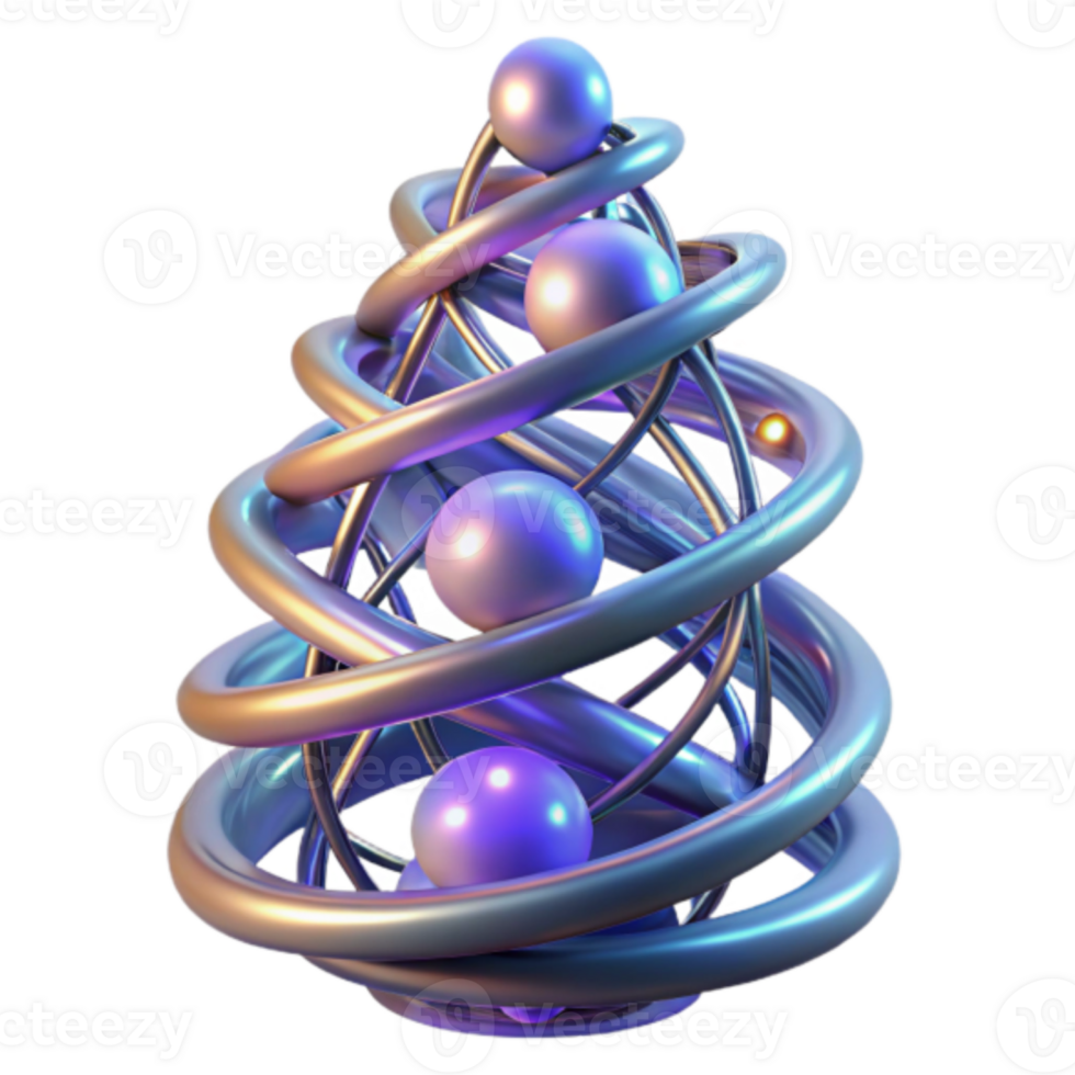 Abstract Render of Intertwined Spirals and Spheres png