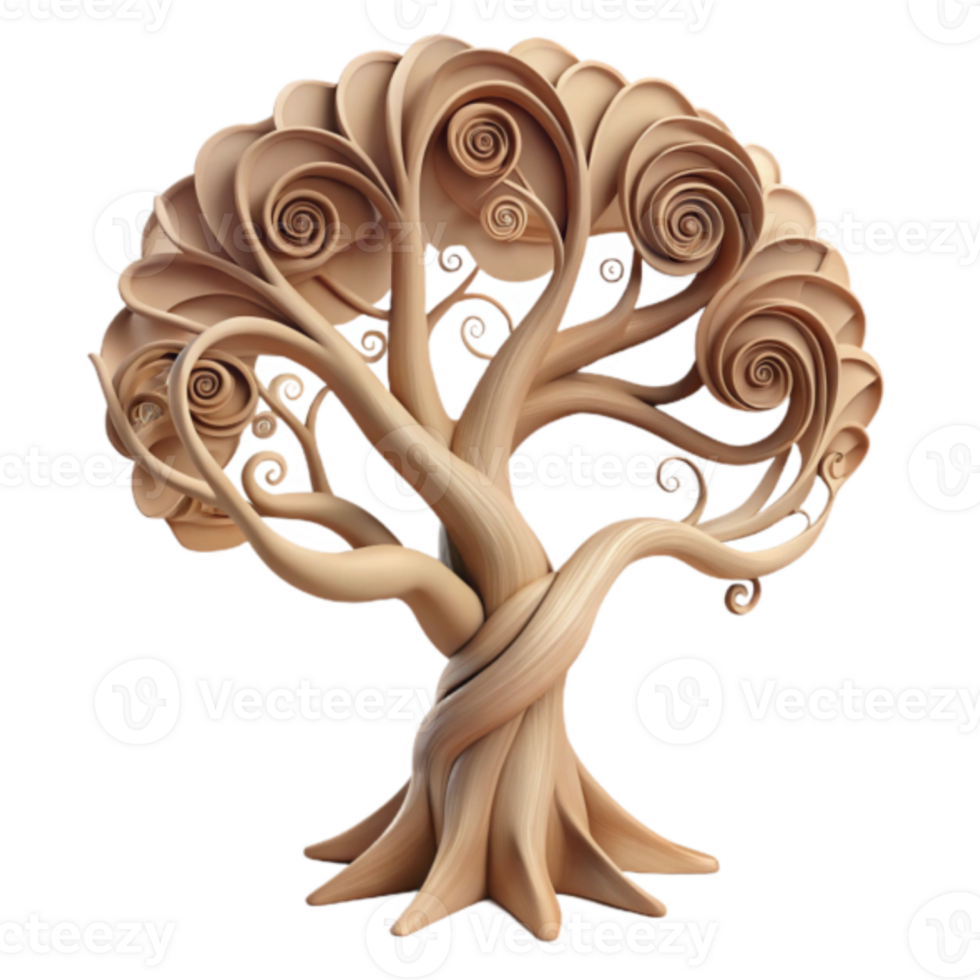 Whimsical Spiral Tree Render Illustration png