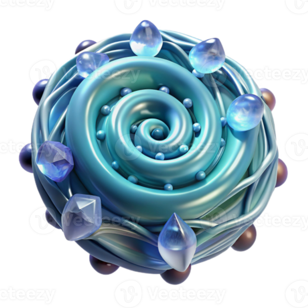 Render Abstract Swirl Orb with Gems and Beads png