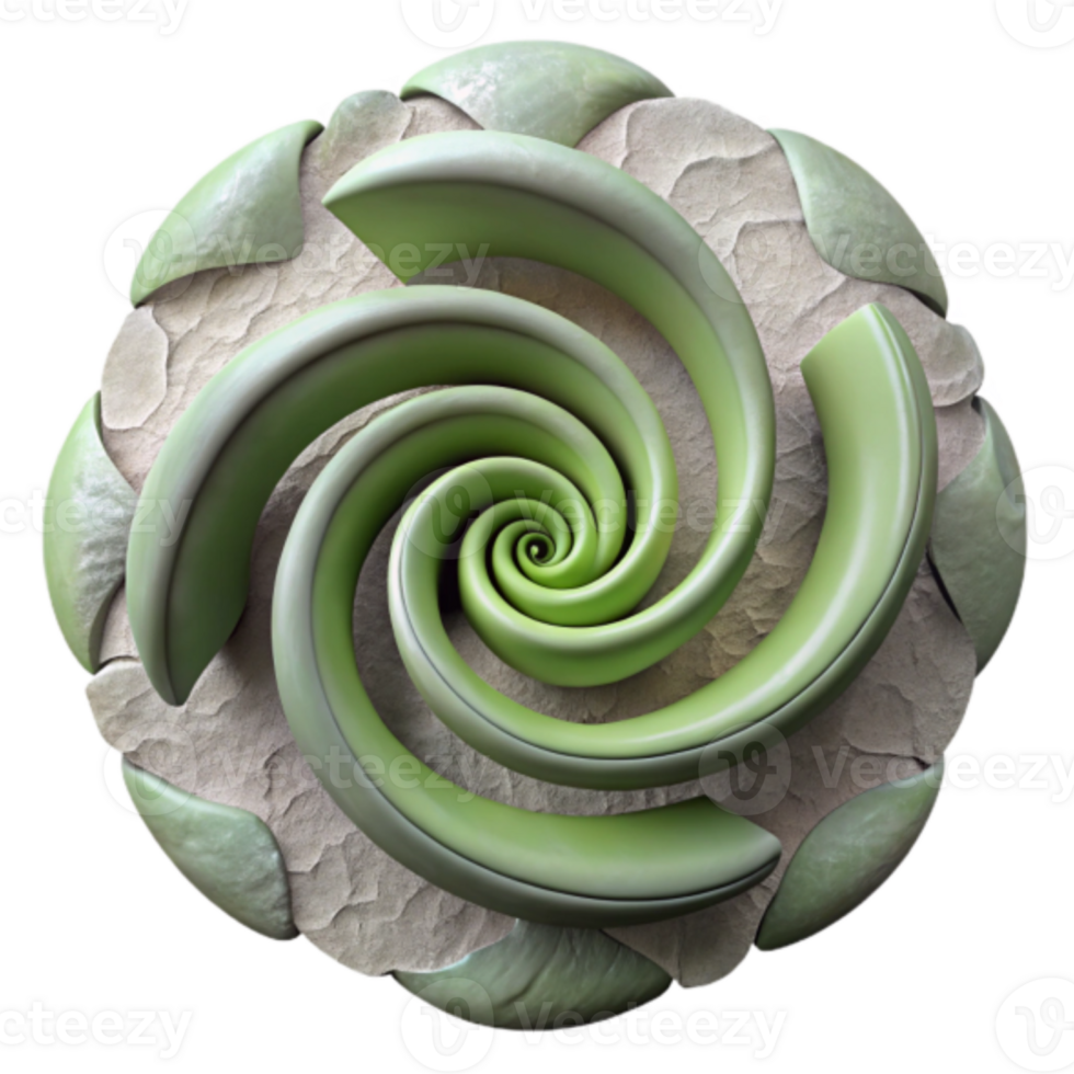 Abstract Render of a Green Spiral on a Textured Surface png