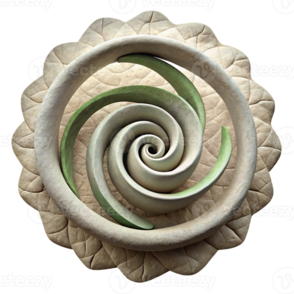 Spiral Serenity A Render of Intertwined Spirals within a Floral Frame png