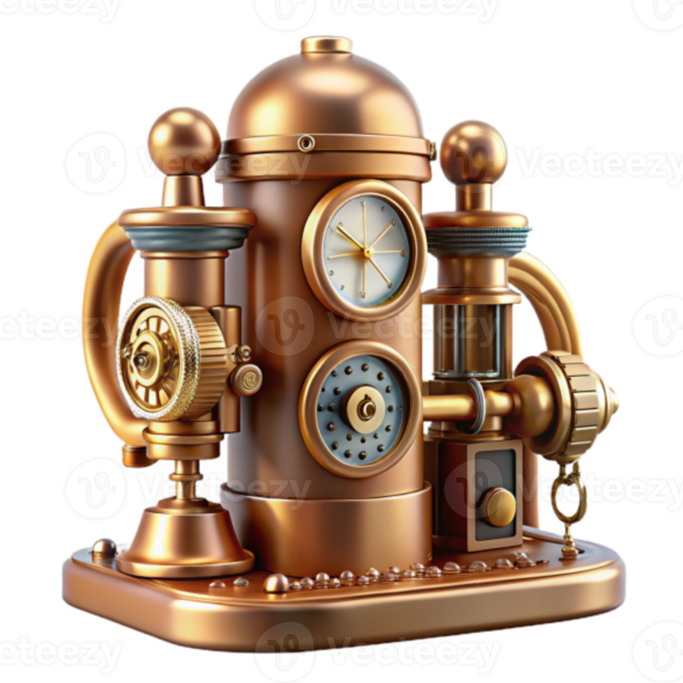 Steampunk Clockwork Machine Render png