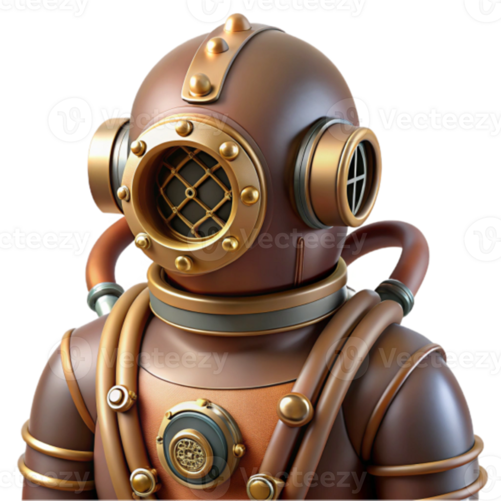 Vintage Diving Suit Render Illustration A Detailed Exploration of Submersible Gear png