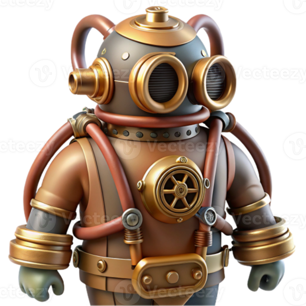 Charming Render of a Retro Diving Suit, Steampunk Style Illustration png