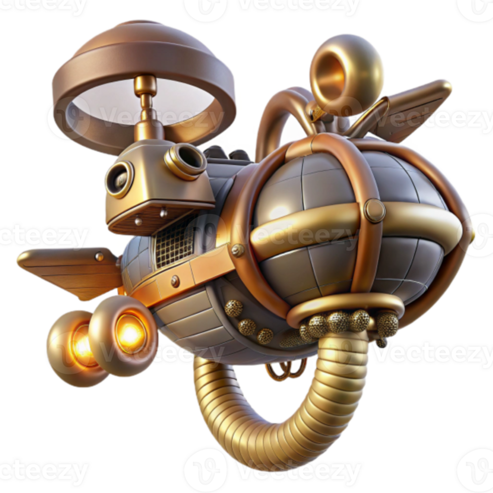 Steampunk Airship Render A Futuristic Vintage Flying Machine Illustration png