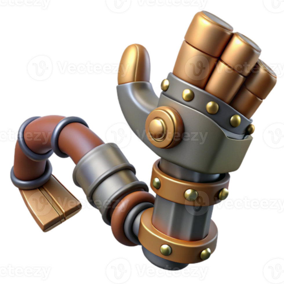 Steampunk Robotic Arm Render Illustration png