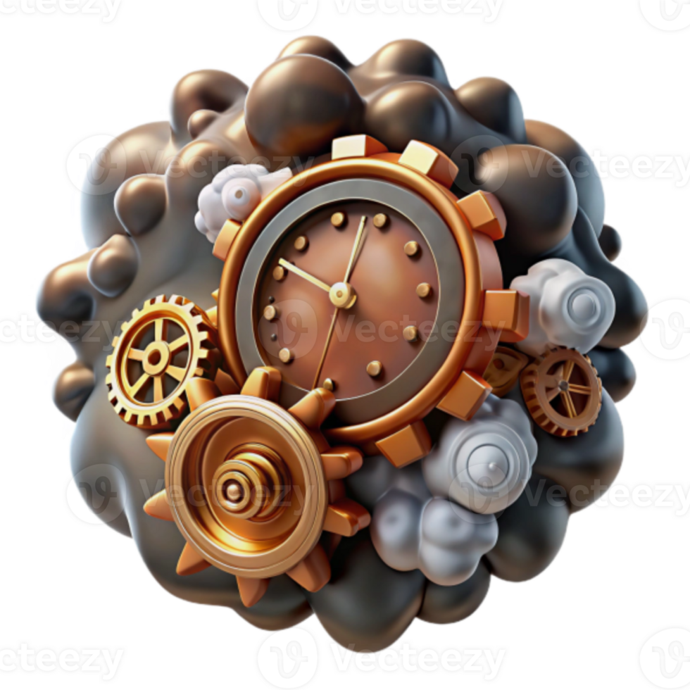 Render of Clockwork Gears in Abstract Cloud Formation png