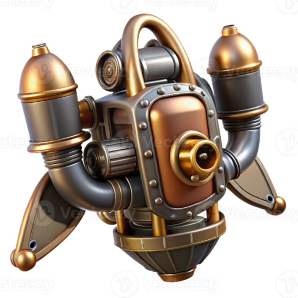 Steampunk Gadget Render Illustration Futuristic Bronze and Metal Device png