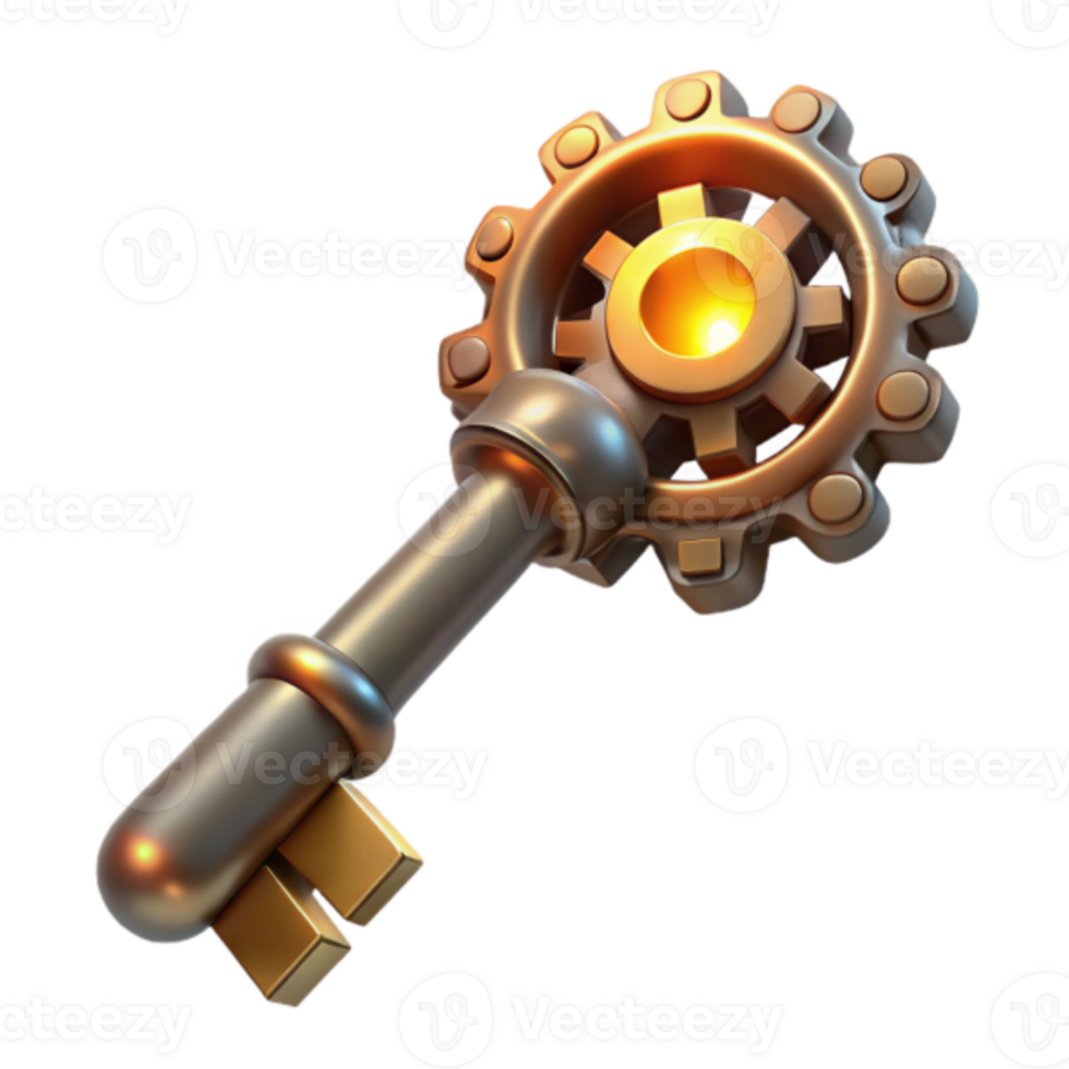 Steampunk Gear Key Render png