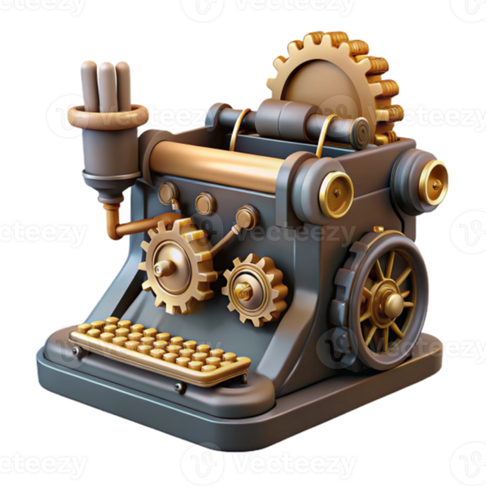 Steampunk Typewriter Render Illustration png